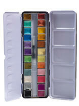 Акварельные краски перламутр с палитрой и кисточкой аквабраш 24 цв. пенал