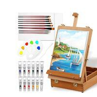 Набор подарочный «Две картинки» 27 предметов: этюдник 35 см из бука, краски акрил 12x12 мл, 2 холста 22x30 на мдф, 10 кистей, мастихин, палитра в интернет-магазине в Москве Набор подарочный «Две картинки» 27 предметов: этюдник 35 см из бука, краски акрил 12x12 мл, 2 холста 22x30 на мдф, 10 кистей, мастихин, палитра