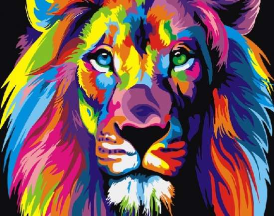 Картина по номерам 40x50 Радужный царь-лев. Ваю Ромдони