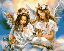 Ангелы сидят на облаке 