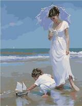 Мать с ребенком на пляже