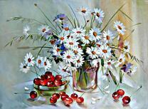 Натюрморт ромашки в вазе