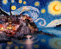 Звёздная ночь над курортным городом