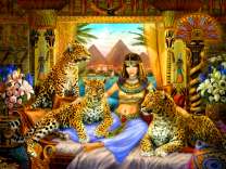 Египетская женщина и леопарды в комнате