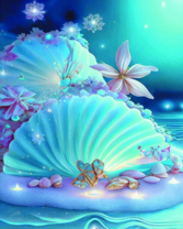 Белоснежная раковина и цветы