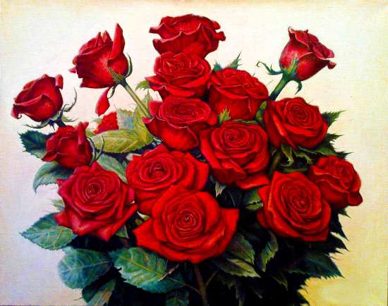 Картина по номерам 40x50 Букет красных роз