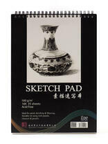 Скетчбук для рисования на спирали 35 листов 160 гр (блокнот для рисования) ч/б