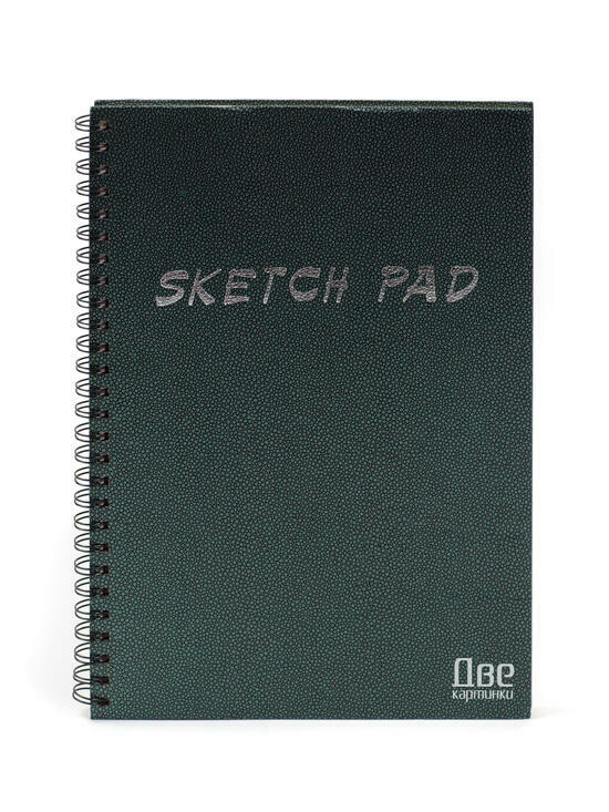Тип товара Скетчбук для рисования на спирали 35 листов 160 гр (блокнот для рисования) зеленый пятн. твердая обложка