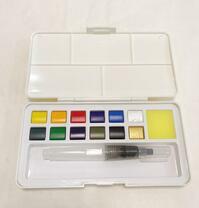 Акварельные краски с палитрой, губкой и кисточкой аквабраш 8 цв. базовые + 2 перламутр 