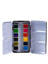 Акварельные краски с палитрой и кисточкой аквабраш 12 цв. пенал