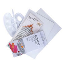 Набор подарочный «Две картинки»: краски акрил 12x12 мл, 2 холста 22x30 на мдф, 10 кистей, мастихин, палитра. Уценка (без упаковки)