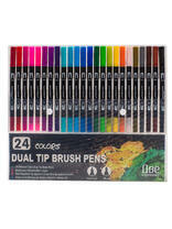 Набор фломастеров и линеров 24 шт. для скетчинга двухсторонние