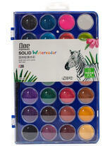 Коробка 96 шт.: Акварель в палитре с кисточкой, 28 цветов "Две картинки"