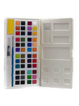 Акварельные краски с палитрой и кисточкой аквабраш 48 цв. пенал