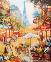 Колоритная улочка в Париже с видом на Эйфелеву башню