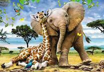 Слон с жирафом