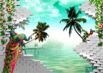 Павлины на кирпичной стене