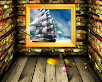 Парусник в золотой раме