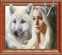 Блондинка и белый волк