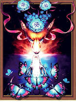 Лис в цветах над водой