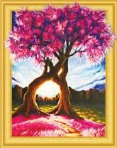 Розовое дерево на фоне заката