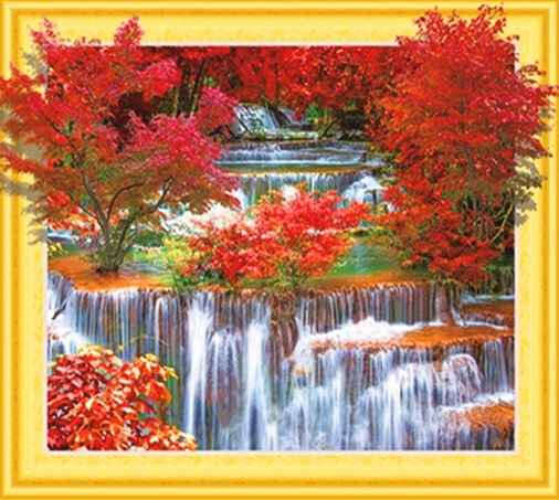 Алмазная мозаика 3D 40x50 Осенние водопады