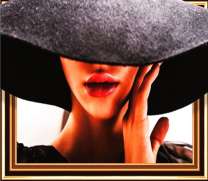 Изящная девушка в большой черной шляпе