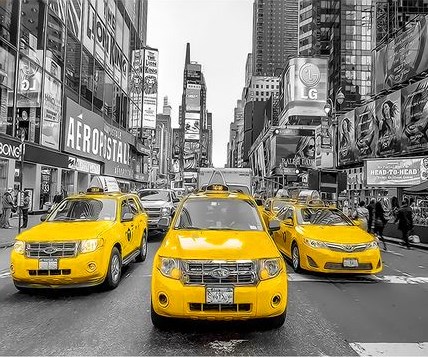 Картина по номерам 40x50 Желтое такси в городе Нью-Йорке