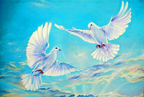 Птицы счастья и любви в небесной синеве