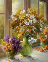 3 вазы с цветами