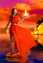 Огненная девушка в красном