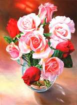 Романтический букет из розовых и красных роз