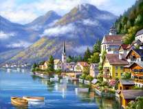 Лодка на пристани города