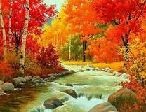 Река в лесу осенью