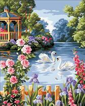 Два лебедя у альтанки