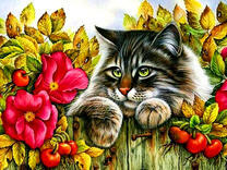 Кот в цветах