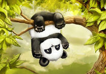 Маленький панда играет на дереве