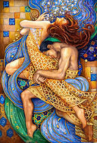 Обнаженная пара под одеялом из цветов