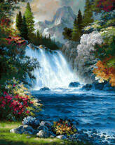 Водопад в тенистом лесу