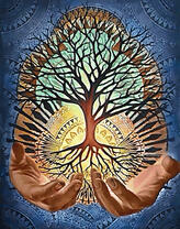 Дерево мира на фоне солнца