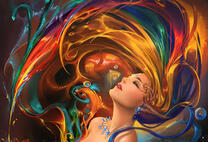 Девушка с яркими красками в волосах