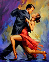 Молодая пара танцует танго