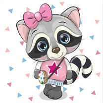 Милая енота со стильной сумочкой