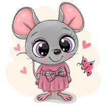 Милая мышка и красивая бабочка