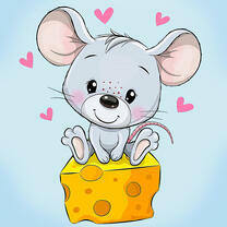 Мышонок на кусочке сыра