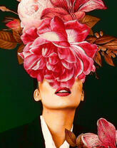 Девушка и слилиями и розами на голове