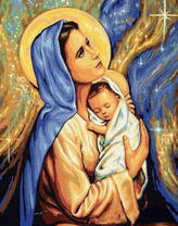 Дева Мария с младенцем под звездным небом