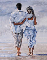 Прогулка пары по летнему пляжу