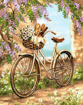 Велосипед с полной корзинкой