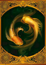 Золотистые карпы кои в озере